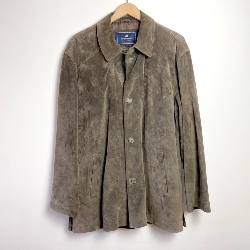Vintage Brown Washable Suede Jacket Unisex Large Minimalist Quiet Luxury Capsule